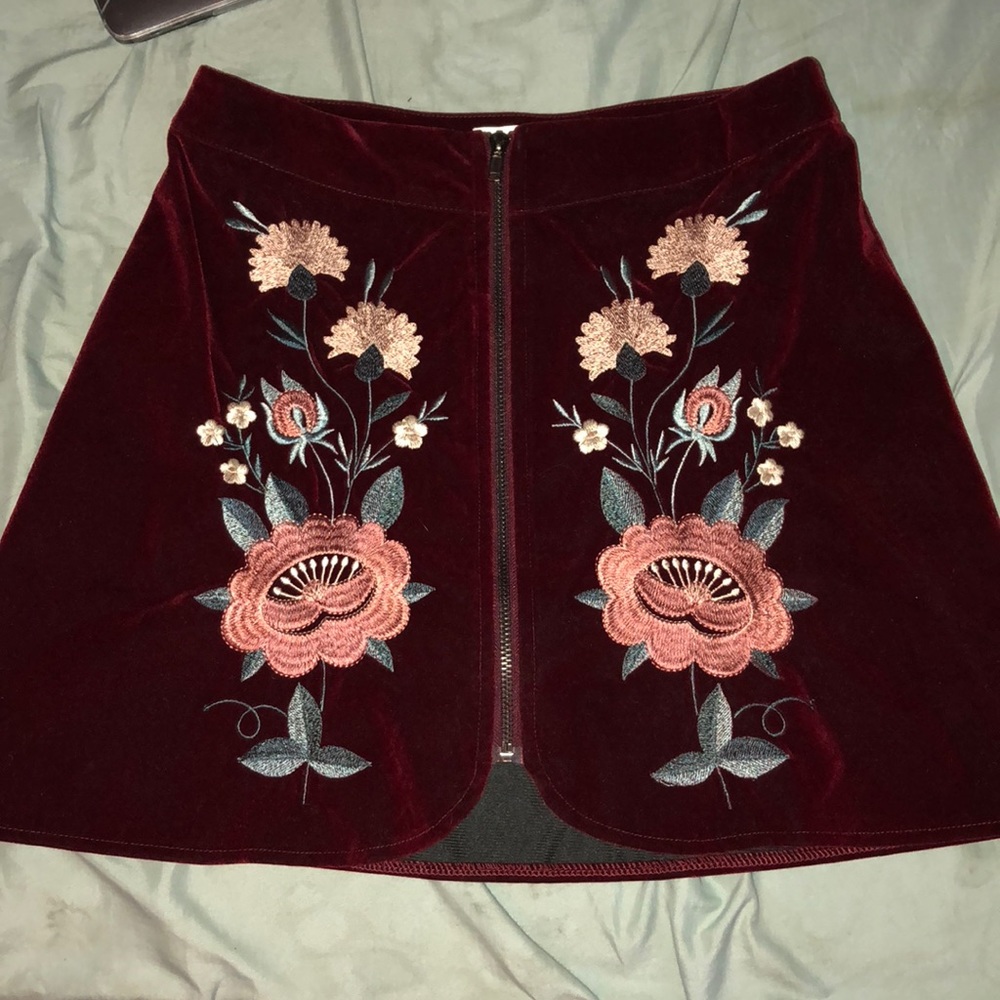 Maroon Embroidered Skirt